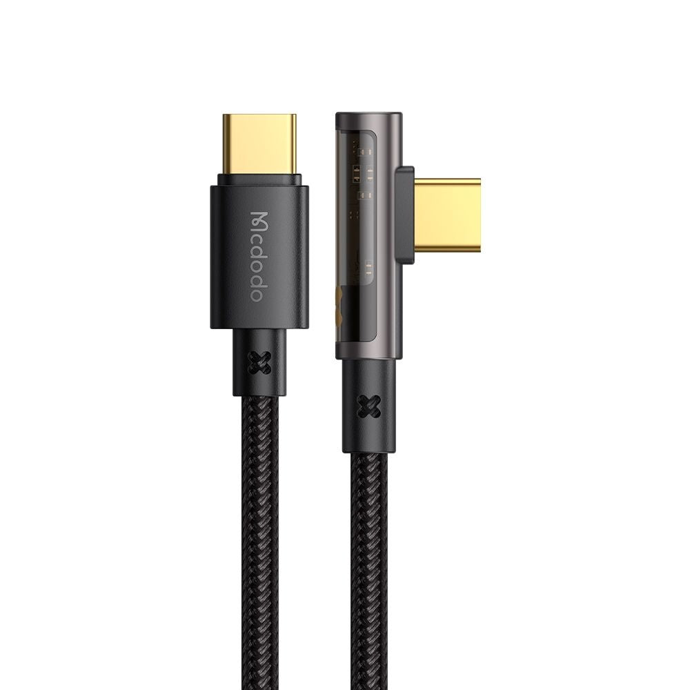 Kabl za prenos podataka i punjenje USB-C - USB-C McDodo CA-3400 Angled, 100W, 1.2m, Crni