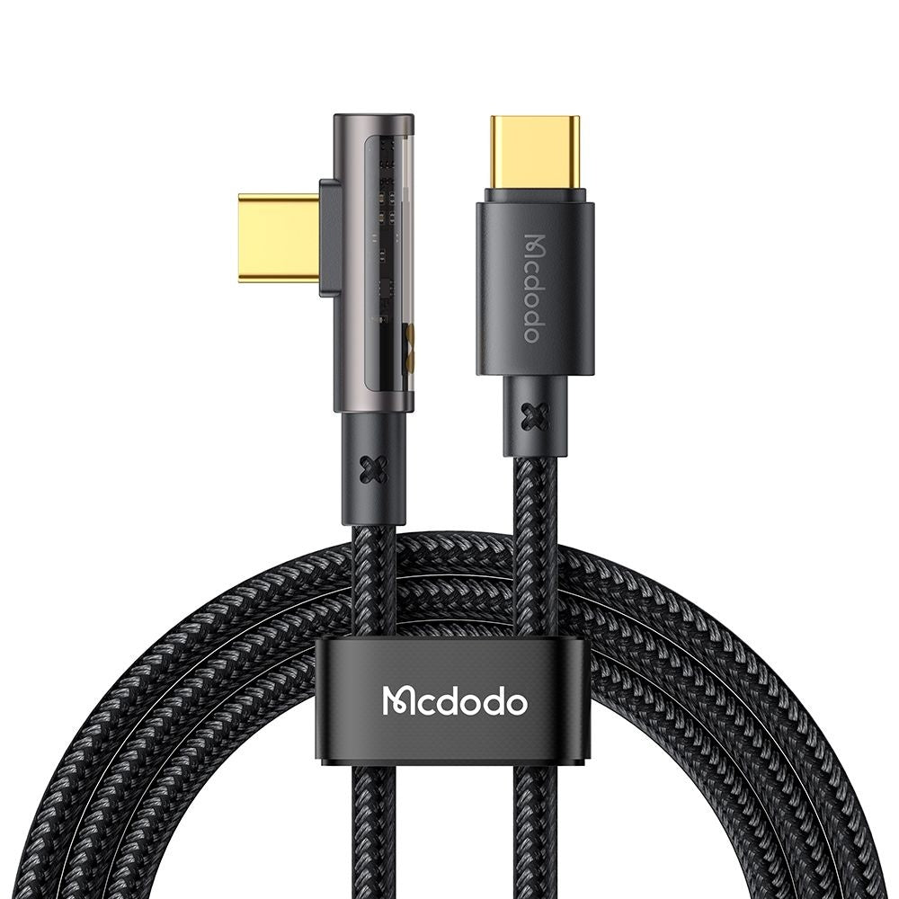 Kabl za prenos podataka i punjenje USB-C - USB-C McDodo CA-3400 Angled, 100W, 1.2m, Crni