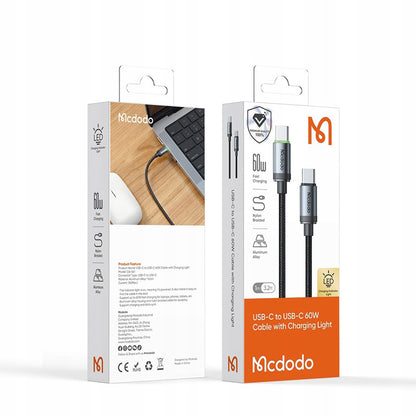 Kabl za Prenos Podataka i Punjenje USB-C - USB-C McDodo CA-4410, 60W, 1m, Crni
