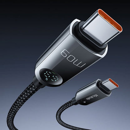 Kabl za podatke i punjenje USB-C - USB-C McDodo CA-4780 Display, 60W, 1.2m, Crni