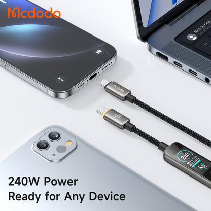 USB-C - USB-C McDodo CA-8750 Display, 240W, 1.2m, Crna, Kabl za Prenos Podataka i Punjenje