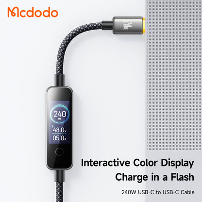 USB-C - USB-C McDodo CA-8750 Display, 240W, 1.2m, Crna, Kabl za Prenos Podataka i Punjenje