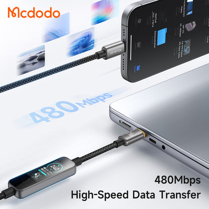 USB-C - USB-C McDodo CA-8750 Display, 240W, 1.2m, Crna, Kabl za Prenos Podataka i Punjenje