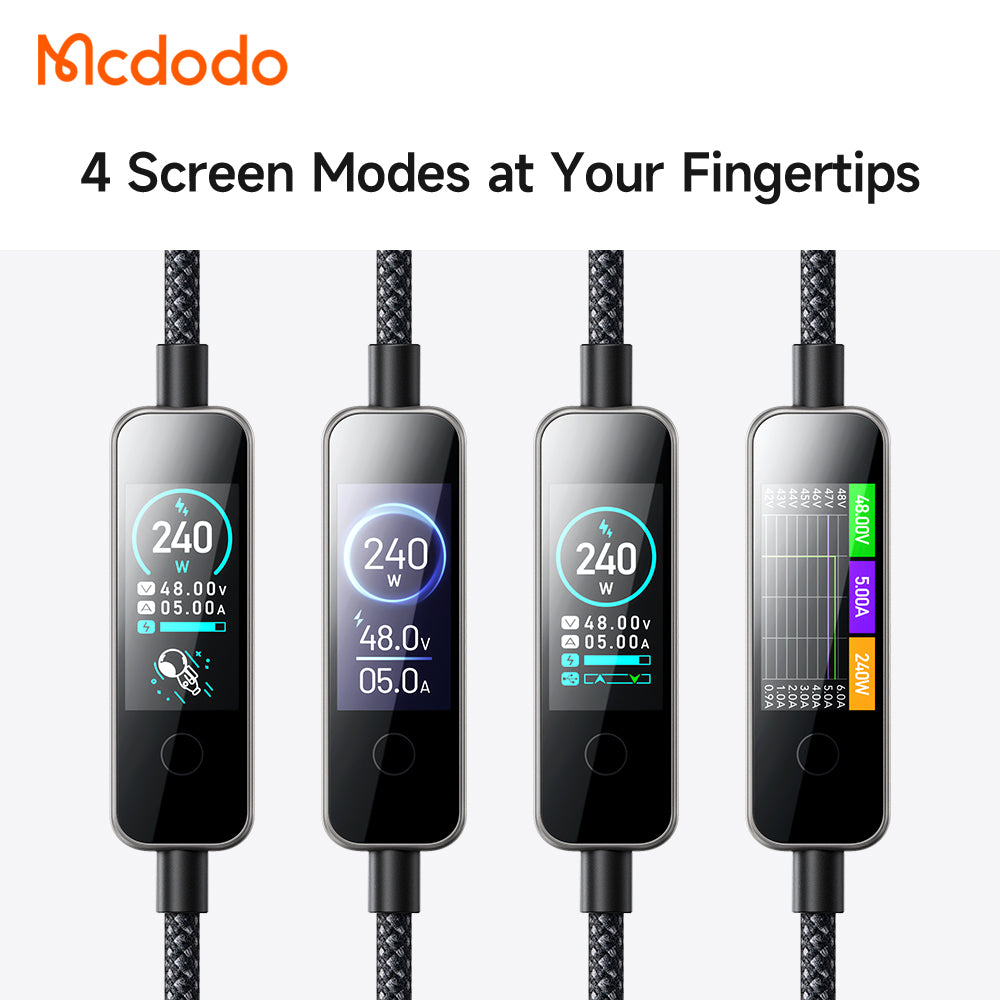 USB-C - USB-C McDodo CA-8750 Display, 240W, 1.2m, Crna, Kabl za Prenos Podataka i Punjenje