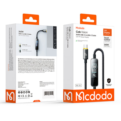 USB-C - USB-C McDodo CA-8750 Display, 240W, 1.2m, Crna, Kabl za Prenos Podataka i Punjenje