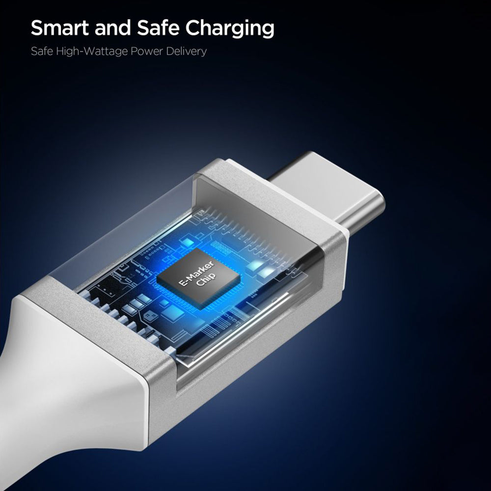 Kabl za prenos podataka i punjenje USB-C - USB-C Spigen EB10010CC, 100W, 1m, Beli