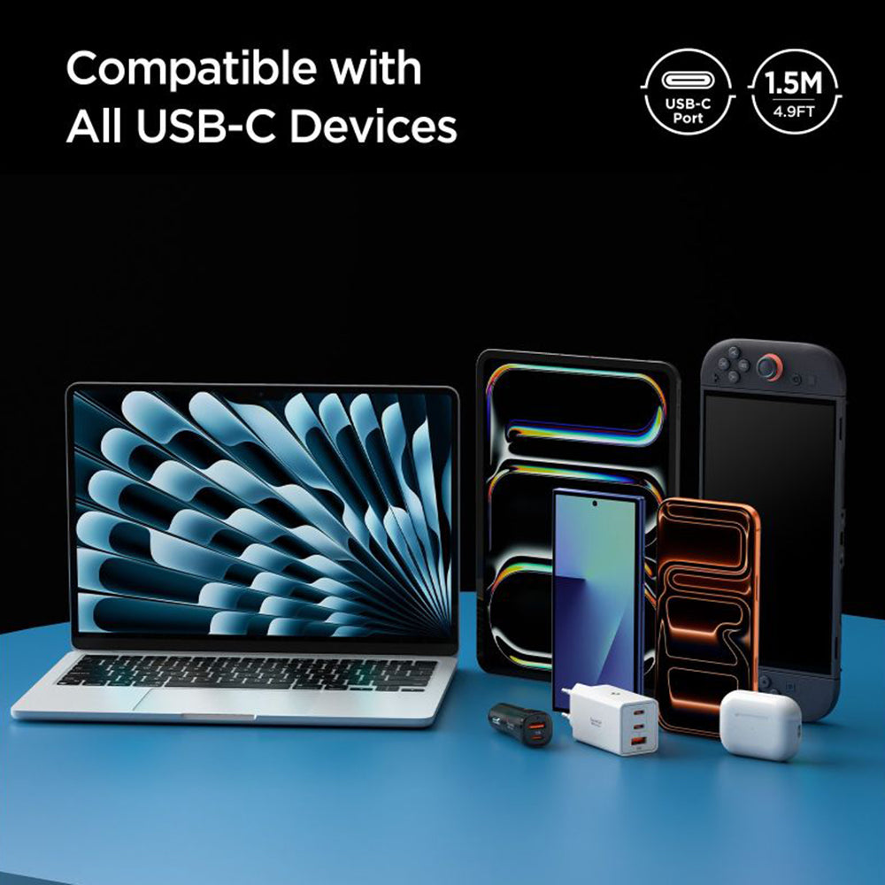 Kabl za prenos podataka i punjenje USB-C - USB-C Spigen EB10010CC, 100W, 1m, Beli