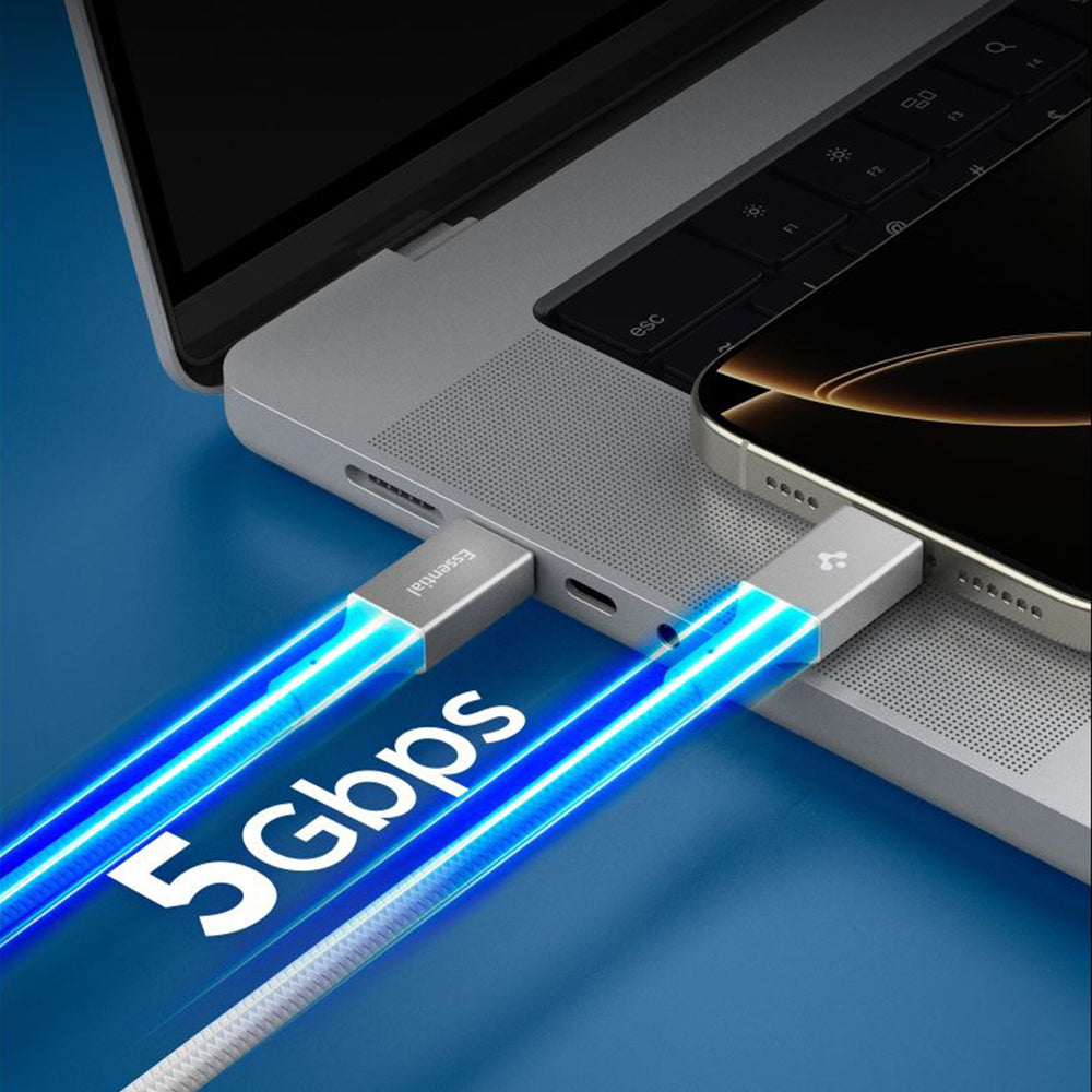 Kabl za prenos podataka i punjenje USB-C - USB-C Spigen EB10010CC, 100W, 1m, Beli