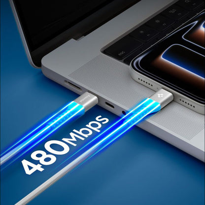 Kabl za podatke i punjenje USB-C - USB-C Spigen EB10010CCA, 100W, 1m, Beli ACA11102