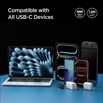Kabl za prenos podataka i punjenje USB-C - USB-C Spigen EB10015CC, 100W, 1.5m, Crni ACA10421