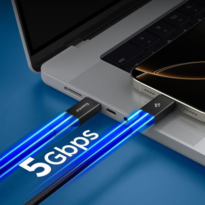 Kabl za prenos podataka i punjenje USB-C - USB-C Spigen EB10015CC, 100W, 1.5m, Crni ACA10421