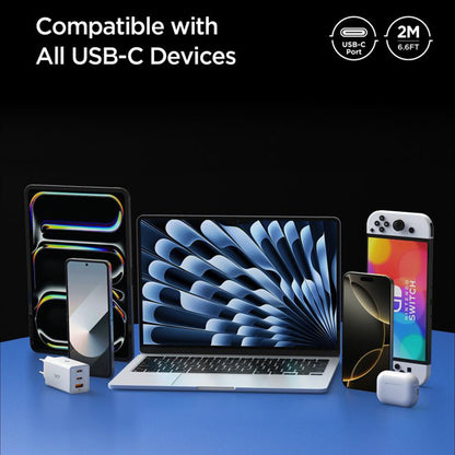 Kabl za prenos podataka i punjenje USB-C - USB-C Spigen EB10020CC, 100W, 2m, Beli