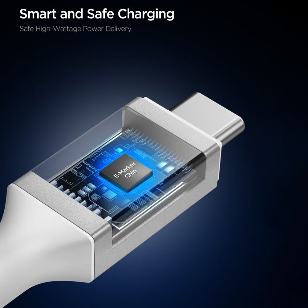 Kabl za prenos podataka i punjenje USB-C - USB-C Spigen EB10020CC, 100W, 2m, Beli