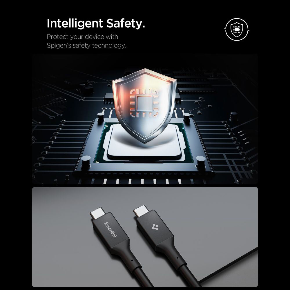 Kabl za prenos podataka i punjenje USB-C - USB-C Spigen EB10020CC, 100W, 2m, Crni ACA09460