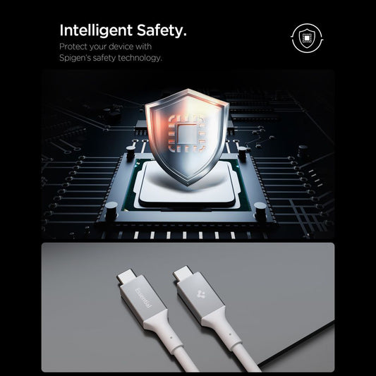 Kabl za prenos podataka i punjenje USB-C - USB-C Spigen EB24012CC, 240W, 1.2m, Beli
