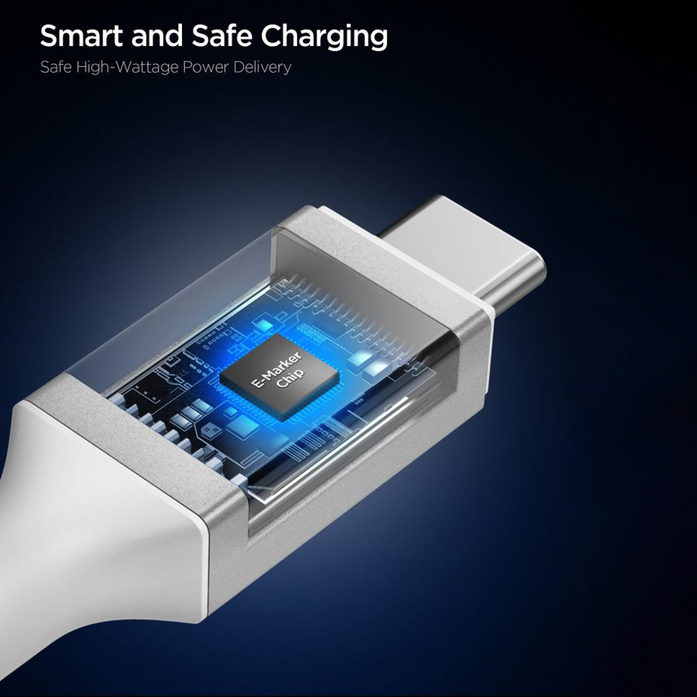 Kabl za prenos podataka i punjenje USB-C - USB-C Spigen EB24012CC, 240W, 1.2m, Beli