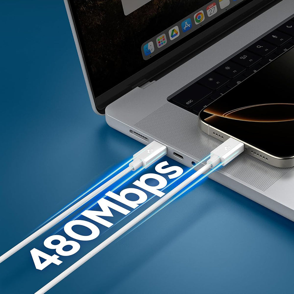 USB-C - USB-C kabl za prenos podataka i punjenje Spigen EB6015CC, 60W, 1.5m, Bela ACA10416