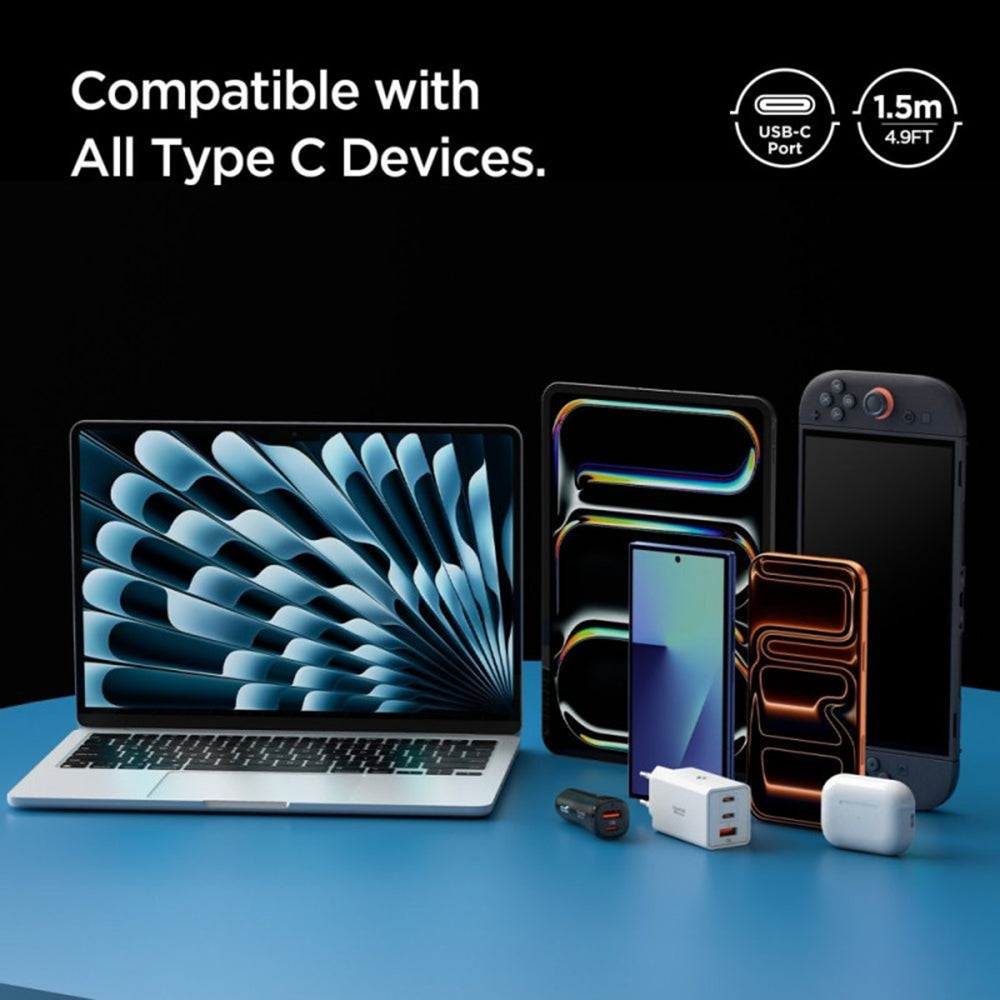 USB-C - USB-C kabl za prenos podataka i punjenje Spigen EB6015CC, 60W, 1.5m, Siva ACA10418