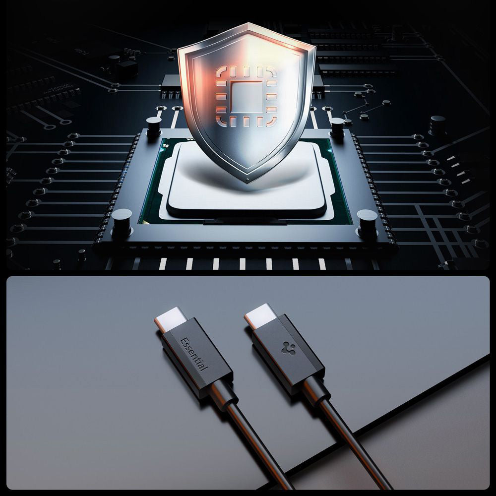 Kabl za prenos podataka i punjenje USB-C - USB-C Spigen Essential, 60W, 1m, Crni