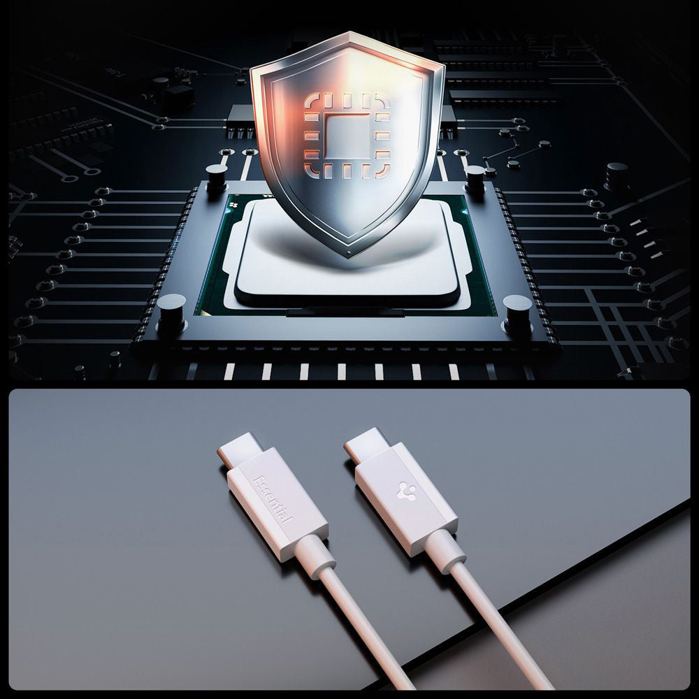 Kabl za podatke i punjenje USB-C - USB-C Spigen Essential, 60W, 2m, Beli