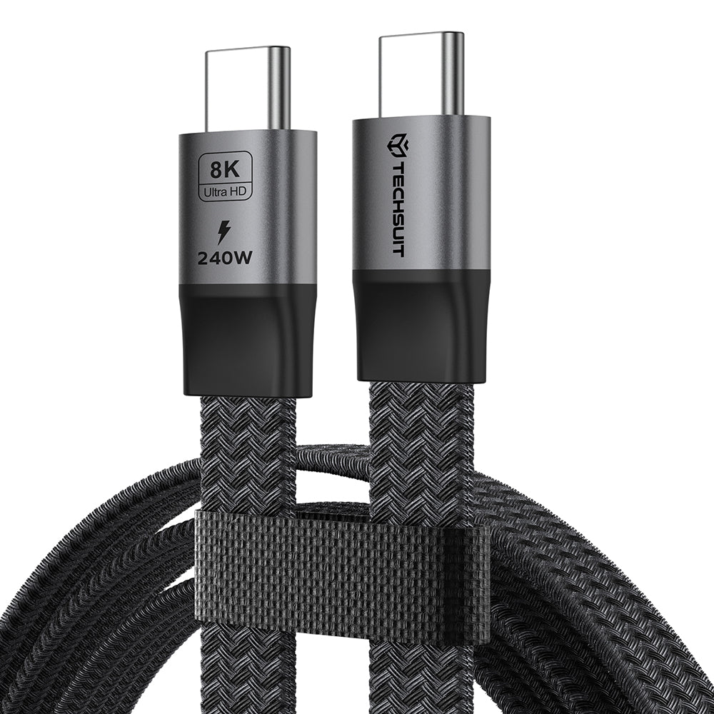USB-C - USB-C kabl za prenos podataka i punjenje Techsuit ElysiumSync Pro CX1, 240W, 1m, Siva