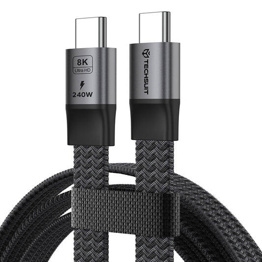 USB-C - USB-C kabl za prenos podataka i punjenje Techsuit ElysiumSync Pro CX1, 240W, 1m, Siva