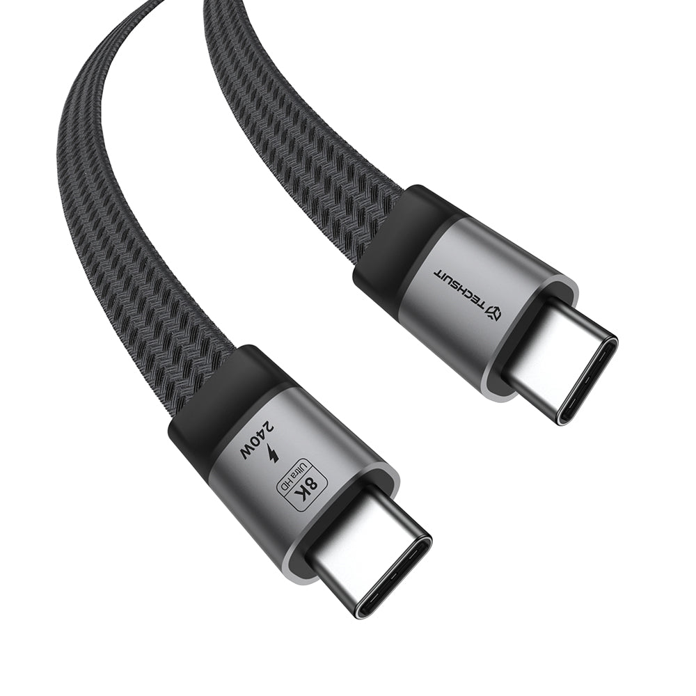 USB-C - USB-C kabl za prenos podataka i punjenje Techsuit ElysiumSync Pro CX1, 240W, 1m, Siva