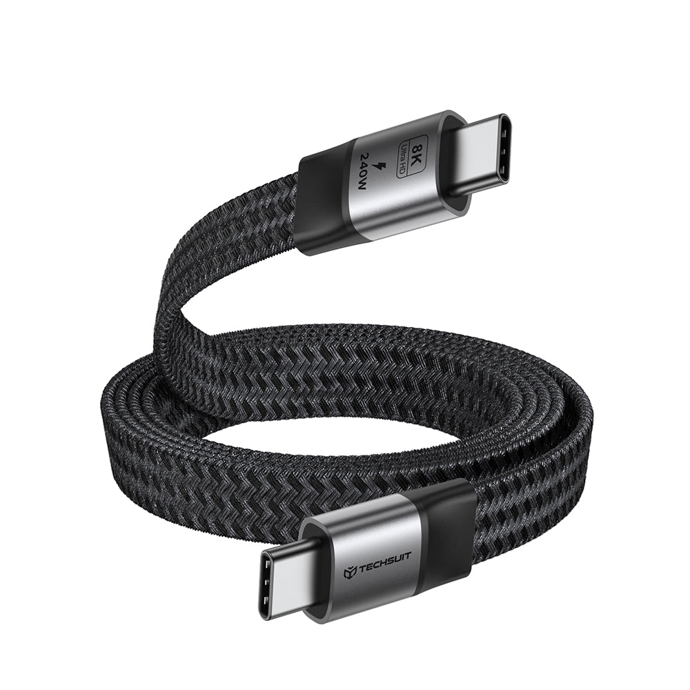 USB-C - USB-C kabl za prenos podataka i punjenje Techsuit ElysiumSync Pro CX1, 240W, 1m, Siva