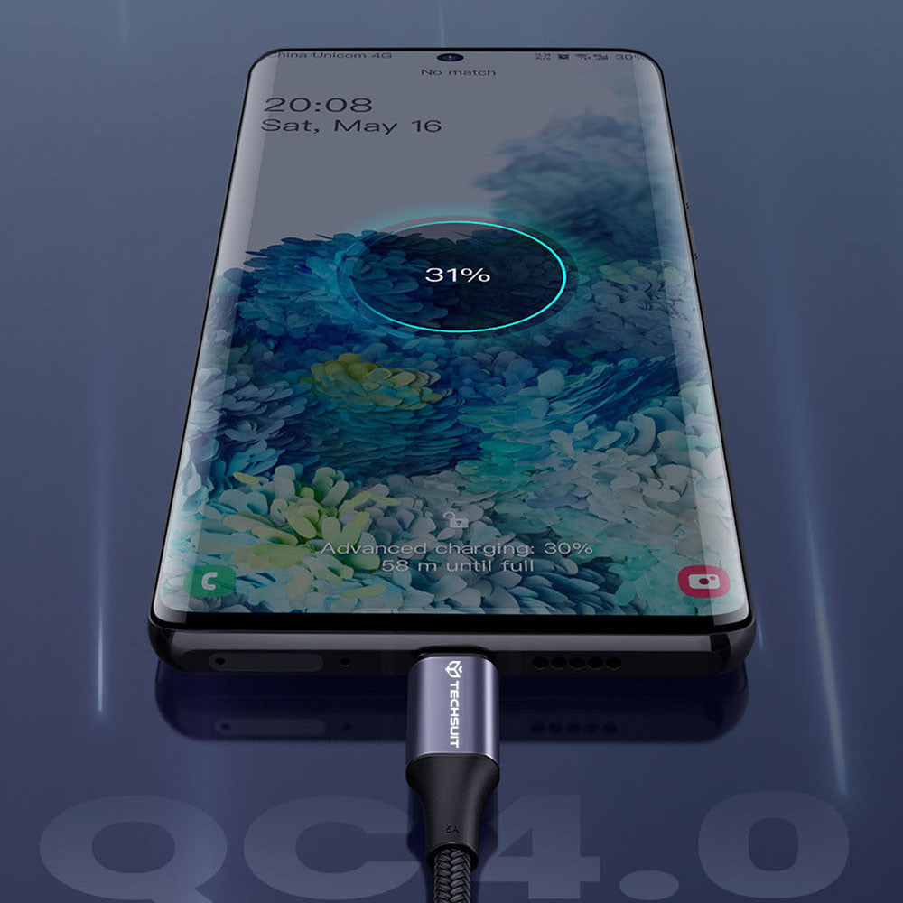 Kabl za Prenos Podataka i Punjenje USB-C - USB-C Techsuit PCB018, 100W, 1m, Crni