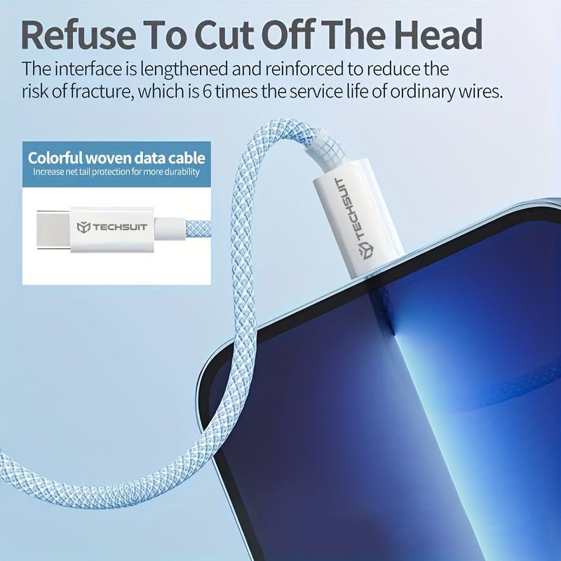 Kabl za podatke i punjenje USB-C - USB-C Techsuit PCB114D, 60W, 1m, Žuta