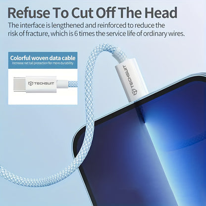 Kabl za Prenos Podataka i Punjenje USB-C - USB-C Techsuit PCB114D, 60W, 1m, Zelen.