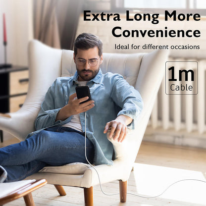 Kabl za prenos podataka i punjenje USB-C - USB-C Techsuit PCB130, 60W, 1m, Beli