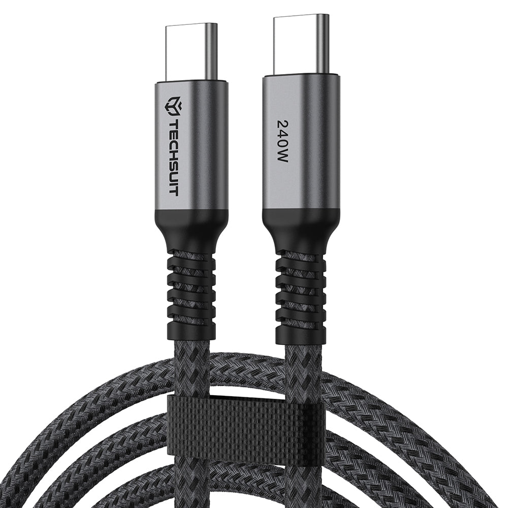 USB-C kabl za prenos podataka i punjenje - USB-C Techsuit TitanSync Pro CX2, 240W, 1m, Siva