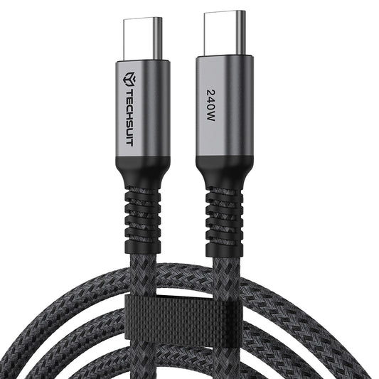 USB-C kabl za prenos podataka i punjenje - USB-C Techsuit TitanSync Pro CX2, 240W, 2m, Siva