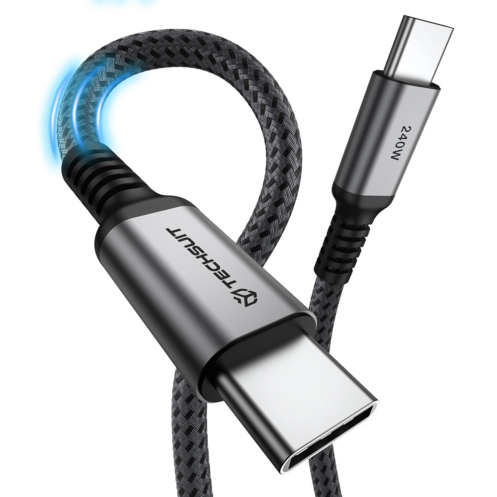 USB-C kabl za prenos podataka i punjenje - USB-C Techsuit TitanSync Pro CX2, 240W, 2m, Siva