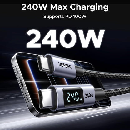 USB-C - USB-C UGREEN 65867 Display kabl za prenos podataka i punjenje, 240W, 2m, Siva