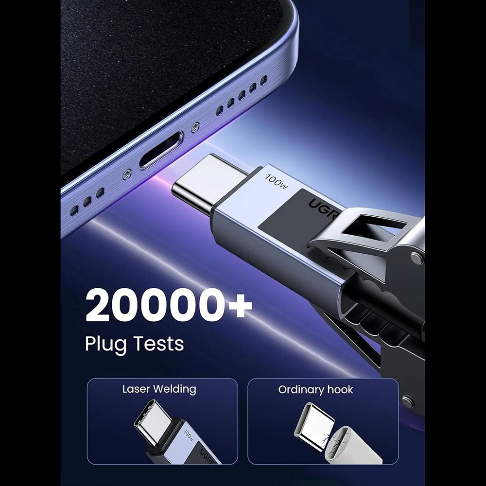 Kabl za prenos podataka i punjenje USB-C - USB-C UGREEN L512, 100W, 1m, Sivi