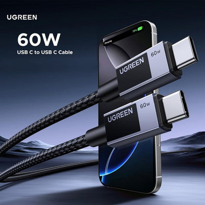 Kabl za podatke i punjenje USB-C - USB-C UGREEN L524, 60W, 1m, Sivi