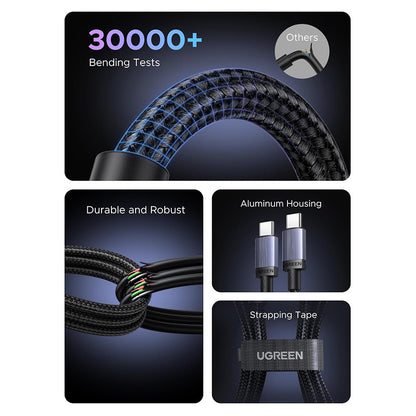 Kabl za prenos podataka i punjenje USB-C - USB-C UGREEN L532, 240W, 3m, Sivi