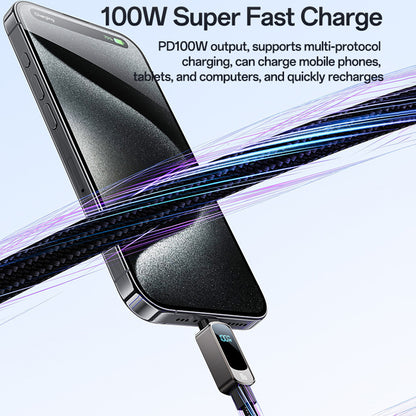 Kabl za prenos podataka i punjenje USB-C - USB-C Yesido CA179 Display, 100W, 1.2m, Crni