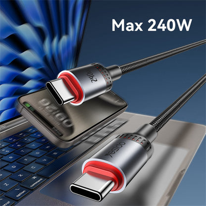 Kabl za prenos podataka i punjenje USB-C - USB-C Yesido CA186, 240W, 2m, Crni