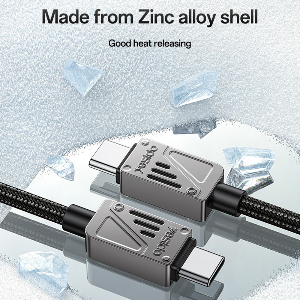 Kabl za prenos podataka i punjenje USB-C - USB-C Yesido CA196, 60W, 1.2m, Crni