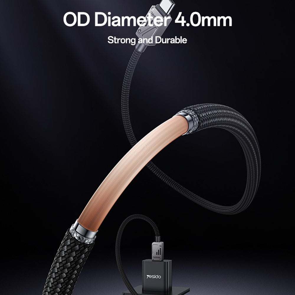 Kabl za prenos podataka i punjenje USB-C - USB-C Yesido CA196, 60W, 1.2m, Crni