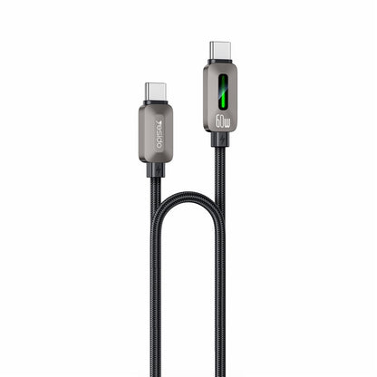 USB-C - USB-C kabl za prenos podataka i punjenje Yesido CA198, 60W, 1.2m, Crni