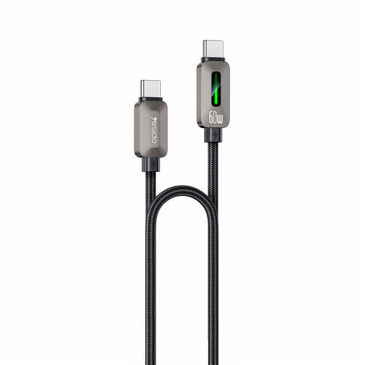 USB-C - USB-C kabl za prenos podataka i punjenje Yesido CA198, 60W, 1.2m, Crni