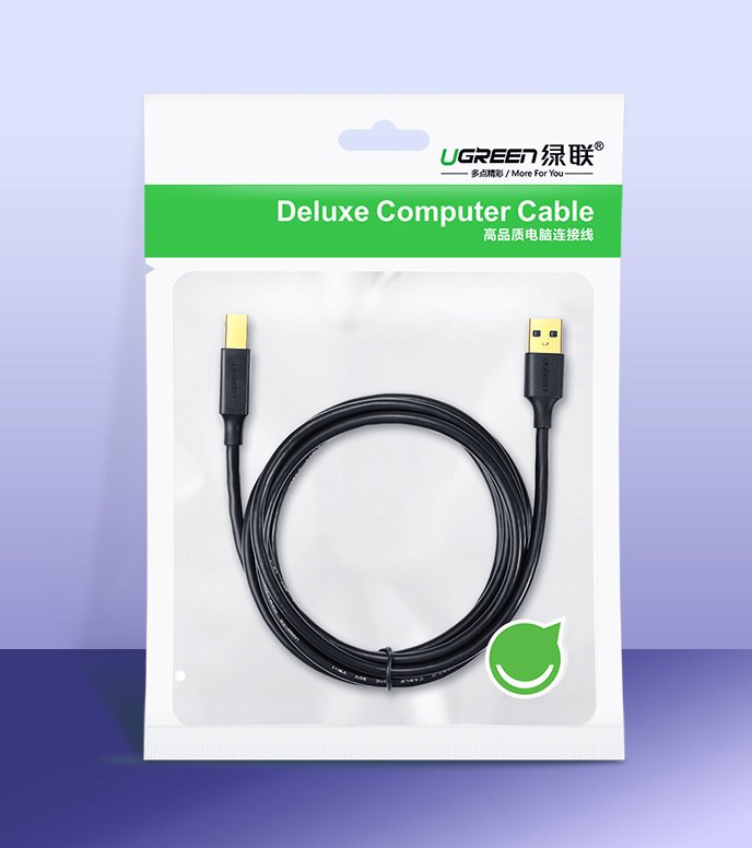 Kabl za štampač UGREEN US135, USB-A - USB-B, 1.5m, Crni