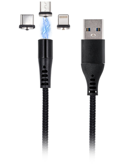 Kabl za prenos podataka i punjenje USB-A - Lightning / microUSB / USB-C MaXlife MXUC-02-2 3u1, 18W, 1m, Crni