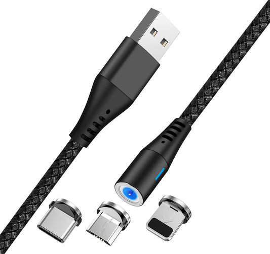 USB-A kabl za punjenje - Lightning / microUSB / USB-C MaXlife MXUC-02 Magnetni 3u1, 18W, 1m, Crni