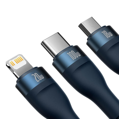USB-C / USB-A kabl za punjenje - Lightning / microUSB / USB-C Baseus Flash Series II, 100W, 1.2m, Tamnoplava CASS030103