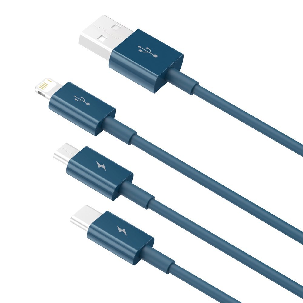 Charging Cable USB-A - Lightning / microUSB / USB-C Baseus Superior 3in1 Series, 20W, 1.5m, Blue CAMLTYS-03 